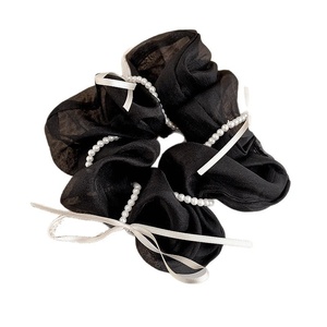 <span class=keywords><strong>Papillon</strong></span> <span class=keywords><strong>noeud</strong></span> perlé maille chouchou haut de gamme doux tempérament <span class=keywords><strong>chignon</strong></span> cheveux cravate pour femmes élastique élastique pour queue de cheval - Product Image 5