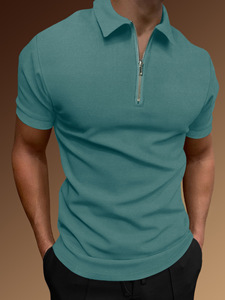 Commerce transfrontalier Europe-Amérique : Nouvelle chemise décontractée à manches courtes pour homme, idéale pour le sport et le fitness, avec col à revers. - Product Image 1