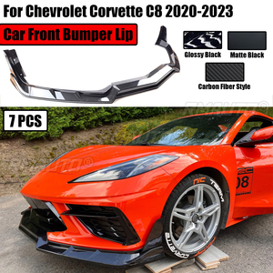 Kit de 7 lames de pare-chocs avant pour Chevrolet Corvette C8 Z51 STG 2 portes 2020-2023, style ZR1, séparateur d'aile, noir brillant - Product Image 1