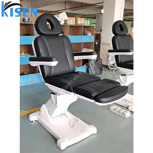 Kisen moderno salón de belleza muebles tela mesa de masaje 4 motores base eléctrica PU cuero facial Spa con rotación cama de pestañas - Product Image 1