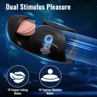 Masturbador Masculino 2 en 1, Vibrador de Entrenamiento de Pene, Simulador de Lamido de Lengua, Estimulador de Glándulas para Adultos