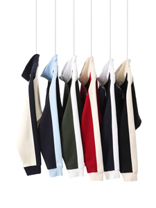 Fabricantes de ropa personalizados 380 gramos Color bloqueado <span class=keywords><strong>doble</strong></span> cremallera Stand Collar hombres suéter cárdigan abrigo de manga larga. - Product Image 4
