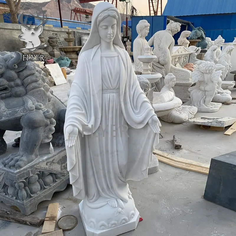 Custom hand carved church religious mary sculpture high quality stone figure virgin mary statues molds for sale