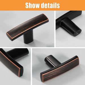 WEKIS Modern Simple Bedroom Dresser Cabinet Handle Black Gold Knurled Satin Brass T-<b>Bar</b> Kitchen Door <b>Pull</b> - Product Image 4