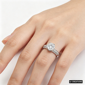 Anillo de Boda Personalizado de Plata Chapada en Oro de 14k con Diamante de 1 Quilate, Corte Brillante, Cultivado en Laboratorio, para Fiestas y Eventos - Product Image 5