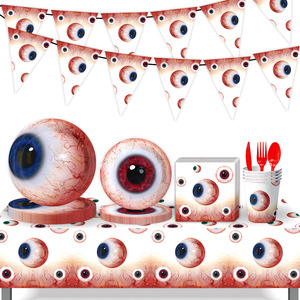 Ensemble de vaisselle jetable pour fête d'<span class=keywords><strong>anniversaire</strong></span> sur le thème des grands yeux créatifs, ensemble de serviettes en papier, bannière, fournitures de fête en gros - Product Image 3