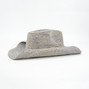 Chapeau de cowboy en paille de raphia <span class=keywords><strong>gris</strong></span> soleil adulte avec garniture de tresse pour hommes et femmes pour les activités d'été en plein air - Product Image 5