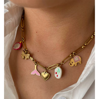 Designer 18K Goud Roestvrij Staal Pvd Verguld Veel Charmes Hart Fruitstrik Dier Schattige Hanger Ketting Ketting Sieraden Vrouwen