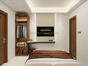 Muebles de Dormitorio Completos para Hotel a Precios Accesibles: Cama Individual/Doble de Madera Personalizada con Mesita de Noche, Armario, Sofá y Soportes para TV - Product Image 2