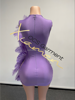 Robe rose vif à strass et plumes, design unique Ocstrade, robe de soirée scintillante pour femmes, robe de danse du ventre