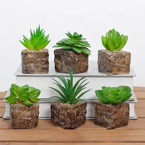 A-3063 Vaso in Ceramica con <span class=keywords><strong>Piante</strong></span> Succulente <span class=keywords><strong>Artificiali</strong></span> per Decorazione d'Interni - Product Image 1