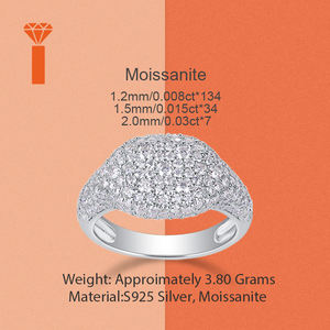 Cincin Zamrud 0.4ct*11 Moissanite Cincin Pernikahan Pertunangan Janji untuk Wanita Hadiah Perak S925 Berlapis Rhodium Warna Putih - Product Image 6