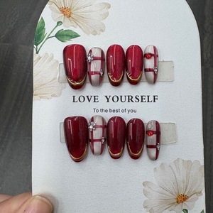 Uñas Postizas Rosadas Encantadoras al por Mayor con Pedrería 3D, Uñas Acrílicas Hechas a Mano, Uñas Postizas con Logotipo Personalizado - Product Image 5