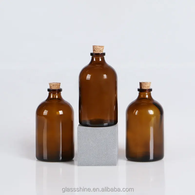 Suministro bajo MOQ ámbar botella de vidrio de 100ml para el hogar botella difusora de aroma vacía