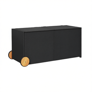 กล่องเก็บของในสวนหวายเทียมสีดำ ขนาด 74.8 แกลลอน พร้อมล้อเลื่อน สำหรับจัดเก็บของกลางแจ้ง - Product Image 1