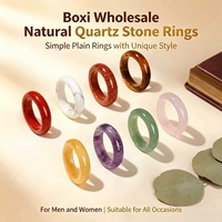 Boxi Wholesale - Bagues en pierre de quartz naturelle, simples et uniques, pour hommes et femmes, adaptées à toutes les occasions