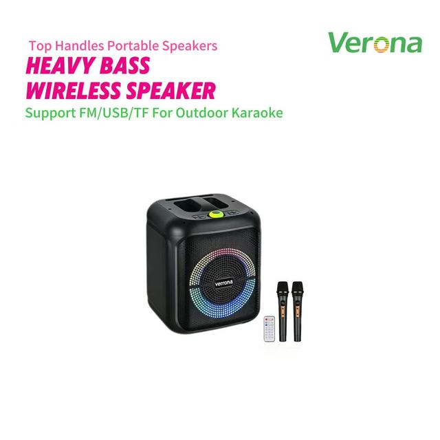 Portable Karaoke Speaker with Built-in Mic Wireless Mics RGB Ring Light Remote Control Battery for Home & Outdoor Parties