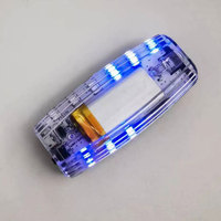 En rojo azul luz de advertencia táctico hombro Clip luces USB carga impermeable bicicleta luz trasera casco linterna lámpara para correr