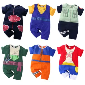 Anime Kleding Cosplay Baby Cartoon Romper Korte Mouw Akatsuki Kakashi Eendelig Luffy Goku Jumpsuit Kids Halloween Kostuums