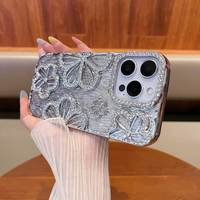 Coque arrière antichoc en TPU souple pour 16/17 Pro Max & 11-14 Plus avec design électroplaqué style Ins