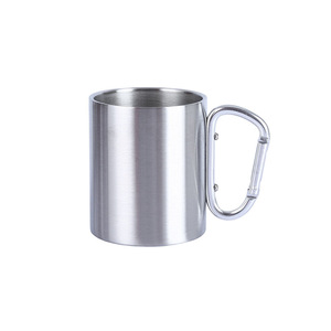 LIHENG Montañismo al aire libre Taza de café de viaje 304 <span class=keywords><strong>Material</strong></span> con botón de mango de mosquetón <span class=keywords><strong>Material</strong></span> de acero inoxidable 201 - Product Image 3