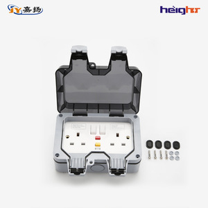 ปลั๊กไฟกันน้ำกลางแจ้งมาตรฐานอังกฤษ GFCI 2 ช่อง IP66 วัสดุ ABS ปลั๊กพ่วง - Product Image 2