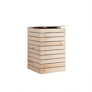 Panier à linge en pin massif 17,3"x17,3"x26" – Solution de rangement rustique et durable pour la salle de bain - Product Image 1