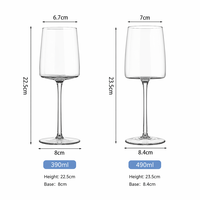 Verre à vin rouge carré en cristal sans plomb SHUNSTONE, moderne, à fond plat, personnalisé avec logo, vente en gros