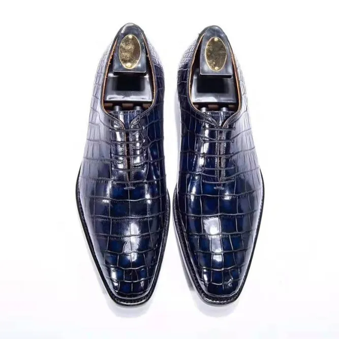 Goodyear clássicos homens sapatos de couro luxo crocodilo couro genuíno homens sapatos de alta qualidade artesanal marca sapatos para homens