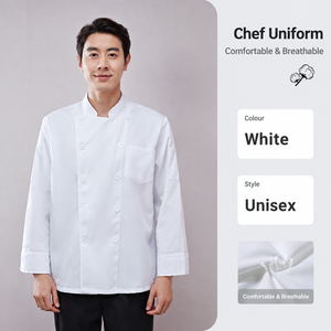 Veste de chef grande taille blanche à double boutonnage pour le personnel de restaurant, hôtel, boulangerie, traiteur et cuisine - Product Image 1