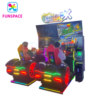 Simulateur de conduite Funspace à monnayeur pour 2 joueurs, machine de jeu de course automobile HD à double écran LED pour centres de jeux d'arcade intérieurs