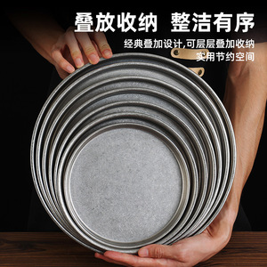 Stainless Steel Round Tray 12 Inch Multifunctional Serving Tray For Hotel Meals And Catering - Product Image 4