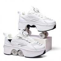 Vente en gros d'usine, chaussures à roulettes pour adultes et enfants, en matériau TPR blanc, rose et noir, pour l'intérieur et l'extérieur, 2 en 1