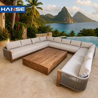 Ensemble de canapés d'extérieur en teck robuste à assise profonde, 7 pièces, grand mobilier de patio modulable pour les distributeurs américains
