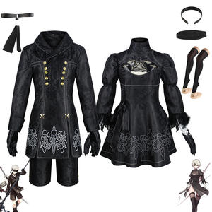 Costume d'Halloween NieR: Automata <span class=keywords><strong>2B</strong></span> <span class=keywords><strong>Cosplay</strong></span> Robe noire 9S Ensemble complet Tissu polyester - Product Image 1