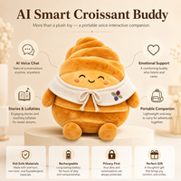 Peluche a Forma di Croissant AI, Morbido Giocattolo Imbottito in Cotone PP e Poliestere, Bambola Kawaii a Forma di Pane, Portachiavi Unisex per Bambini e Innamorati