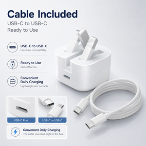 20W <b>USB</b> <b>C</b> Wall Charger with 2M Cable PD Fast <b>Charging</b> for Mobile Phone UK <b>Plug</b> - Product Image 3