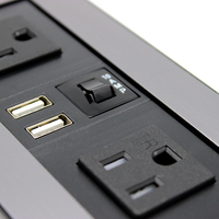 Enchufes y Tomas de Corriente Personalizables con Logotipo Estándar de EE. UU., Dorados y Plateados, 2 Tomas de CA, 2 Puertos USB-A, 2 Puertos Tipo-C, 10A, Retardantes de Llama, PC ETL para
