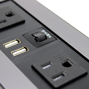 Prises et fiches personnalisables avec logo standard US, or et argent, 2 prises CA, ports USB-A et Type-C, 10A, multiprise ABS pour <span class=keywords><strong>cuisine</strong></span>/maison/bureau - Product Image 5