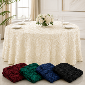 Professional 3D Rosette <b>Tablecloths</b> for Events Raised Floral Table Linen for Professional Hotel Ballroom Projects - Product Image 1