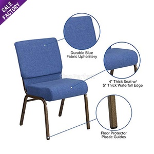 Chaises d'église modernes et économiques à vendre – Chaises empilables en tissu bleu pour fêtes, banquets, mariages, événements, cérémonies et auditoriums - Product Image 4