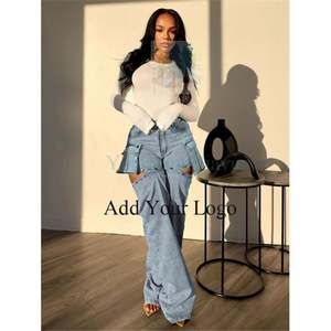 2024 New Design Detachable Jeans Multi-Pocket Shorts + Legs Fashion Elastic  Women Jeans - Product Image 1