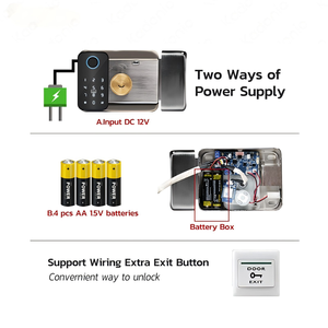 उच्च गुणवत्ता वाले स्टेनलेस स्टील डबल ओपन इलेक्ट्रिक रिम लॉक नाइट लॉक साइडर बटन फ़ंक्शन के साथ - Product Image 5