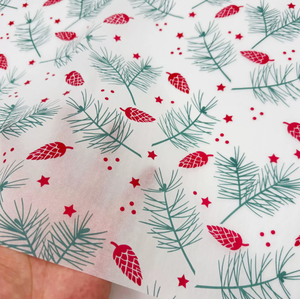 Christmas <b>red</b> and green pinecone patterned tissue paper handmade gift packaging DIY packaging <b>materials</b> paper gift - Product Image 2