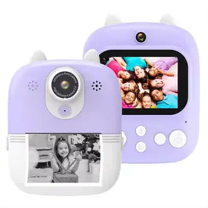 P2 çocuklar anında baskı dijital kamera 2.4 'ekran çift lens 1080P 8X Zoom çocuk Selfie yazdırılabilir kamera oyuncak hediye oyunu ile