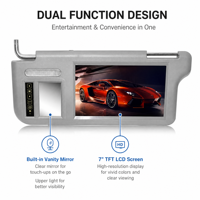 Monitor LCD TFT Universal 7 Inch untuk Sun Visor Mobil dengan Cermin Rias Terintegrasi dan Layar Kamera Mundur