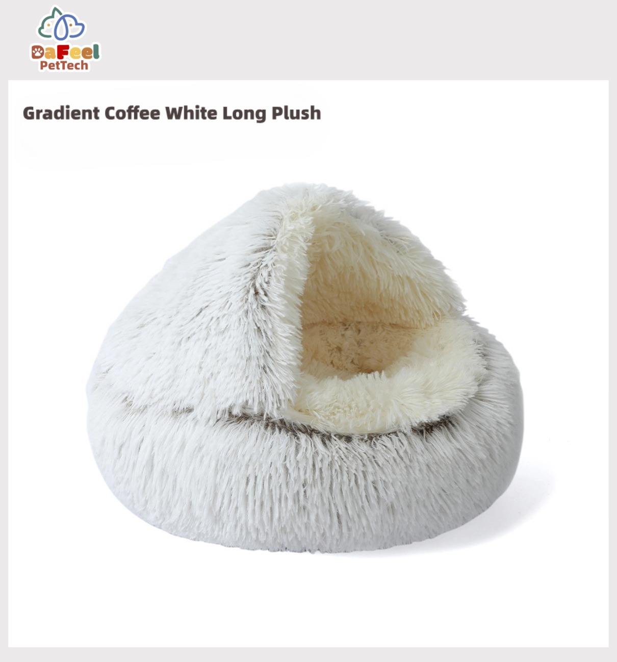 Gradient Coffee White Long Plush