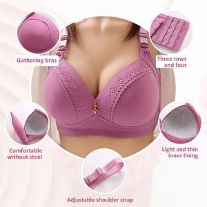 Women Bralette No Underwire Padded Wide Straps Breathable <b>Push</b> <b>up</b> Full Cover Middle-aged Ladies <b>Wireless</b> <b>Bra</b> - Product Image 5
