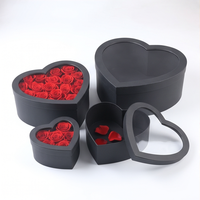 Boîte cadeau en forme de cœur avec logo personnalisé, boîte en papier rigide avec couvercle transparent pour fleurs, chocolats, bijoux