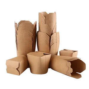 Bol en papier jetable rectangulaire avec couvercle en PE Stratification brillante Kraft imperméable chauffant pour les dossiers de bol à salade Type de boîte - Product Image 6